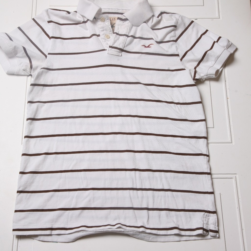 Hollister California 3 button Polo Brown & White
